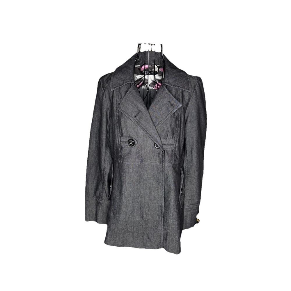 Sandro Sportswear Grey Denim Pea Coat Jacket Size S